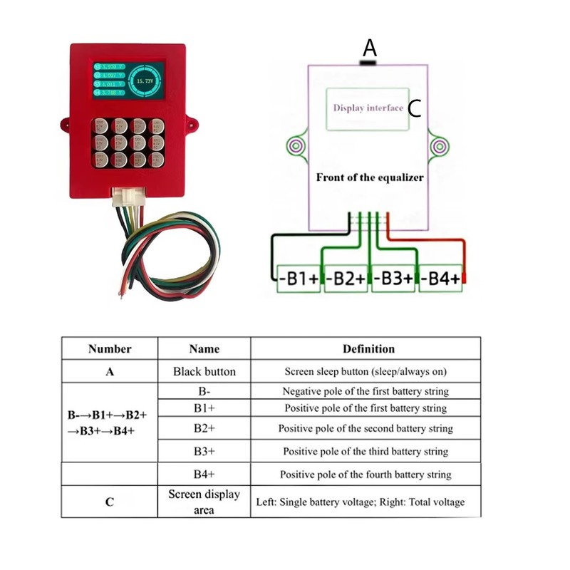 5A LiFePo4 Active Battery Balancer, 12V 4s Capacitor Based Battery