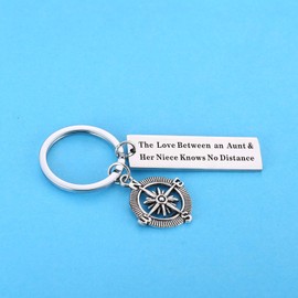 Nimteve Aunt Niece Keychain Aunt Nephew Keyring Gifts (Style - The Love Between An Aunt & Her Niece Knows No Distance)