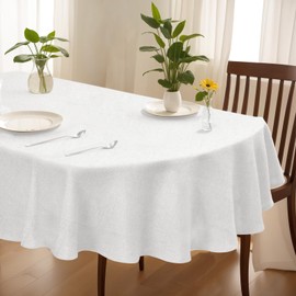 AEHISDHIE Tablecloth ， White Textured Tablecloth， Oval Tablecloth 60 x 102 ，Oval Table Table Cloth Oval Table,，Dining Rooms and Gatherings (60 "X102)