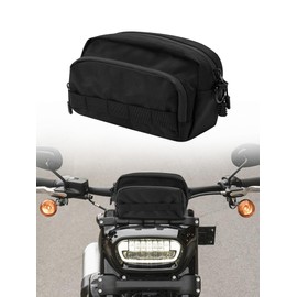 Nilkatss Motorcycle Handlebar Bag, Black Storage Tool Bag, Universal Fit for Cruiser, Sportster, Dirt Bike, Bicycle