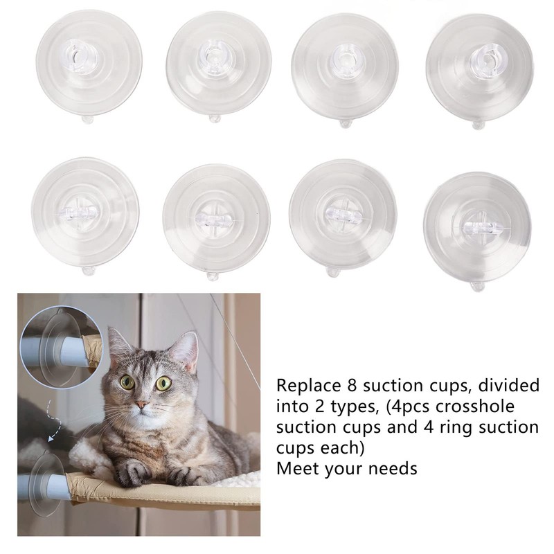 Qcwwy Suction Cups for Cat Hammocks, 8 Pieces, Cat Window