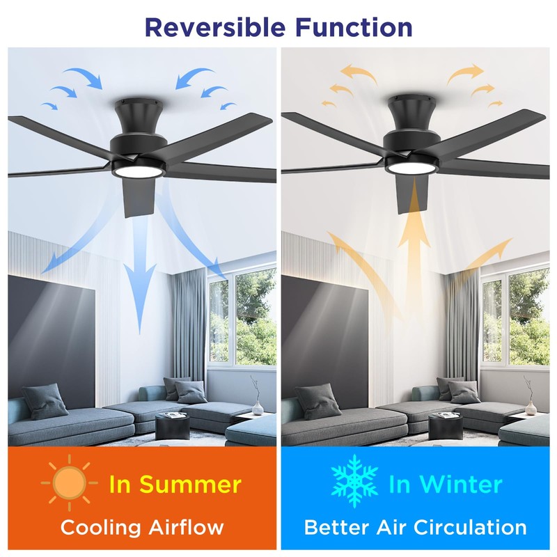 ocioc 52 inch Ceiling Fans with Lights, Large Air Volume