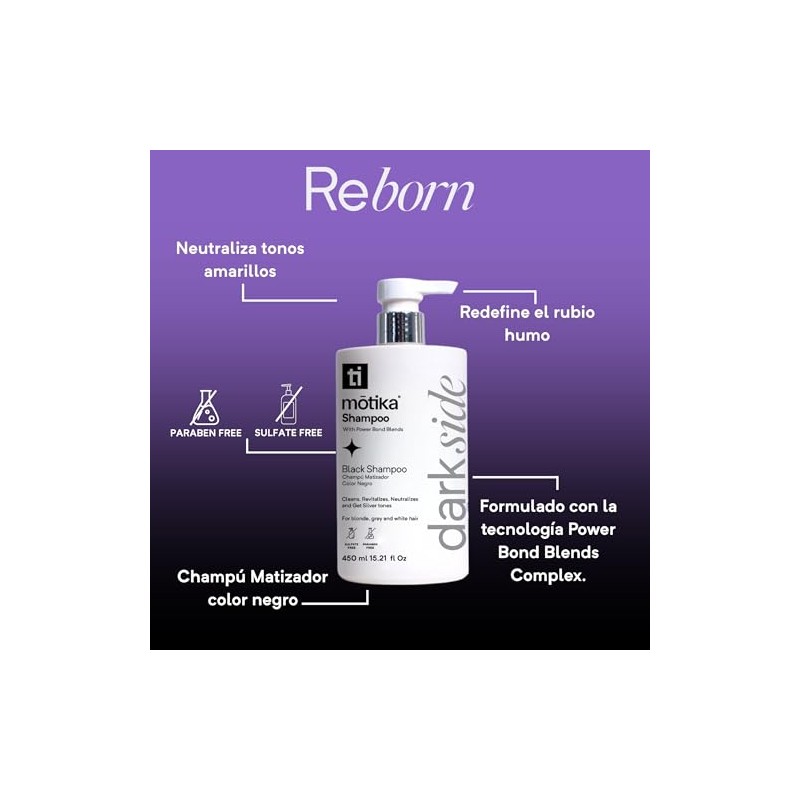 Motika Shampoo Negro - Matizador de Rubios Humo (450 ml)