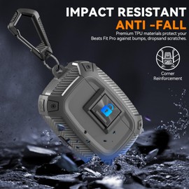 Sucure Lock Case for Beats Studio Buds/Buds Plus Locking Case Cover with Lock Clip & Cleaner Kit Pen, Buds + 2023 Impact and Smudge Resistant Case Cover with Men Women (Grey)