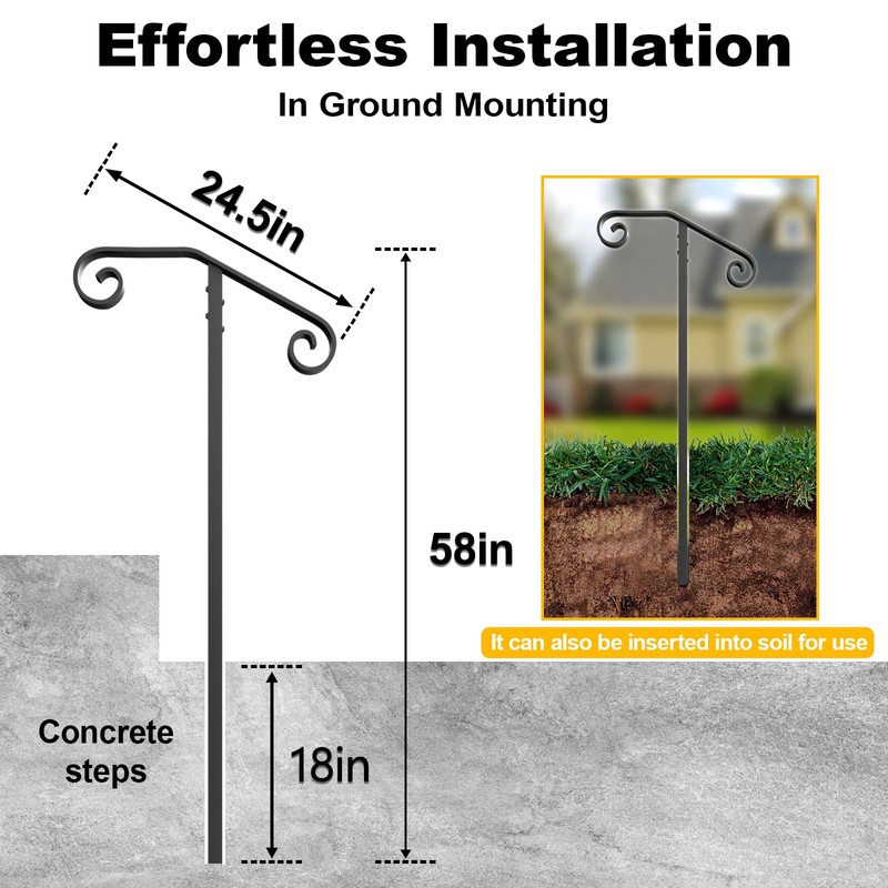 SPACEEUP handrails for Outdoor Steps Single Post Handrails for Outdoor