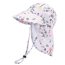 LYZOURBB Baby Girls Boys Sun Hat with Neck Flap, UPF 50+ Adjustable Summer Beach Hat for 1-3 Years