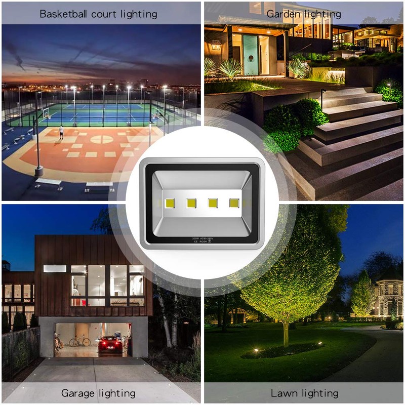 200W LED Flood Lights Outdoor, 110-285V, 20000LM Super Bright Security