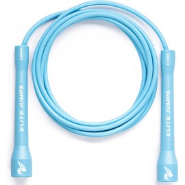 Elite Jumps - Cuerda de saltar ajustable para interiores y exteriores para entrenamiento y fitness, cuerda de saltar de PVC para fitness, asas irrompibles con cuerda de saltar sin enredos para