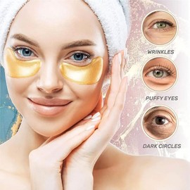 Mascara para los ojos Gold Eye Mask Parches Ojeras 24K Gold Eye Patches Eye Pads Parches para los Ojos Parches antienvejecimiento para los ojos, almohadillas de colágeno para los ojos (A)