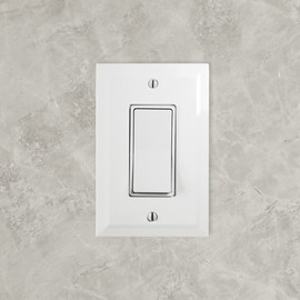 Questech Light Switch Covers, Single Rocker Wall Plates for Electrical Outlets, 1-Gang Single Decorator GFCI Switch Plates Standard Size, Decorative Bevel Edge, Bright White Polished, 3 Pack