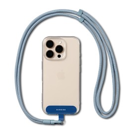 Ringke Holder Link Flow Adjustable Shoulder Y-Type Strap with Patch, Universal Detachable Cell Phone Crossbody Neck Lanyard for Most Smartphone Cases - Urban Blue