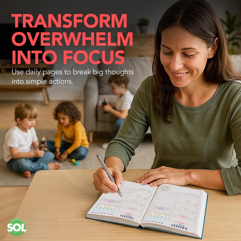 SOL ADHD Daily Planner, A4 with 30 pages Productivity Planner
