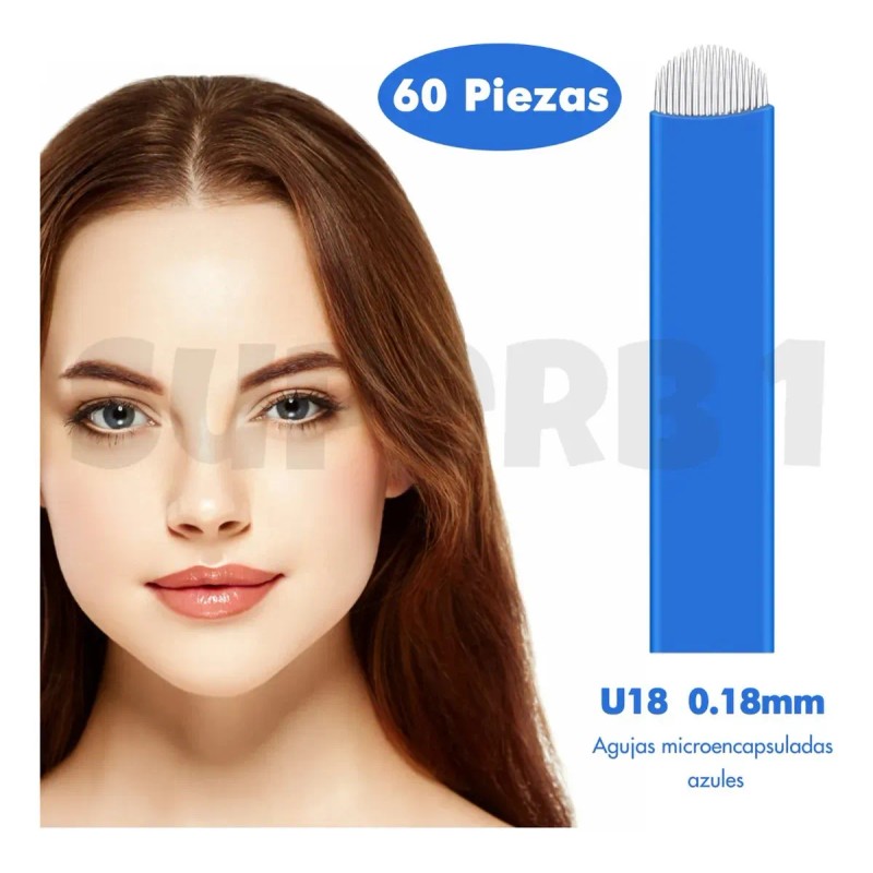 Mungqube 60pcs U18 Navajas Microblading Pin Y Lengua De Gato