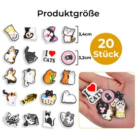 Barlone Pack of 20 Cartoon Cat Shoe Charms for Crocs, PVC Shoe Charms, Shoe Pins for Crocs, Pin Shoe Pendants, Shoes Charm for Shoes, DIY Decorations, Children's Parties, Gift