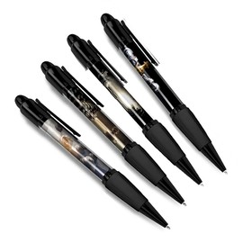 DV DESIGN Set of 4 Chess Black Ballpoint Pens - Pieces Player Board Game Strategy Queen King Boys Girls Men Women Theme Pen #79394