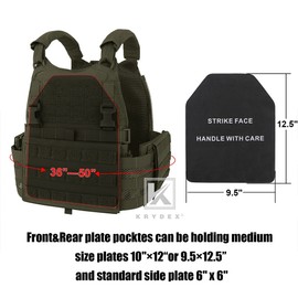 KRYDEX Tactical SCARAB Plate Carrier Heavy Duty Vest Green w/ Side Plates Pocket