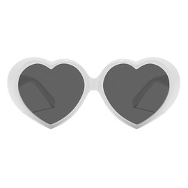 RUNHUIS Heart Sunglasses Women Girls Fashion Party Glasses Trendy Love Shape Sunglasses for Festival, white/grey