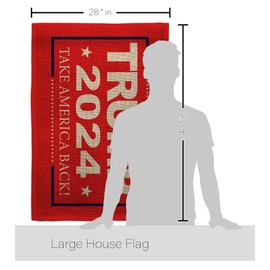 Trump Flag Take America Back 2024 Burlap House Flag Pack Patriotic Vote President Democrat Republican Tea Party United State American Election Applique Garden Yard Gift Double-Sided, Made in USA