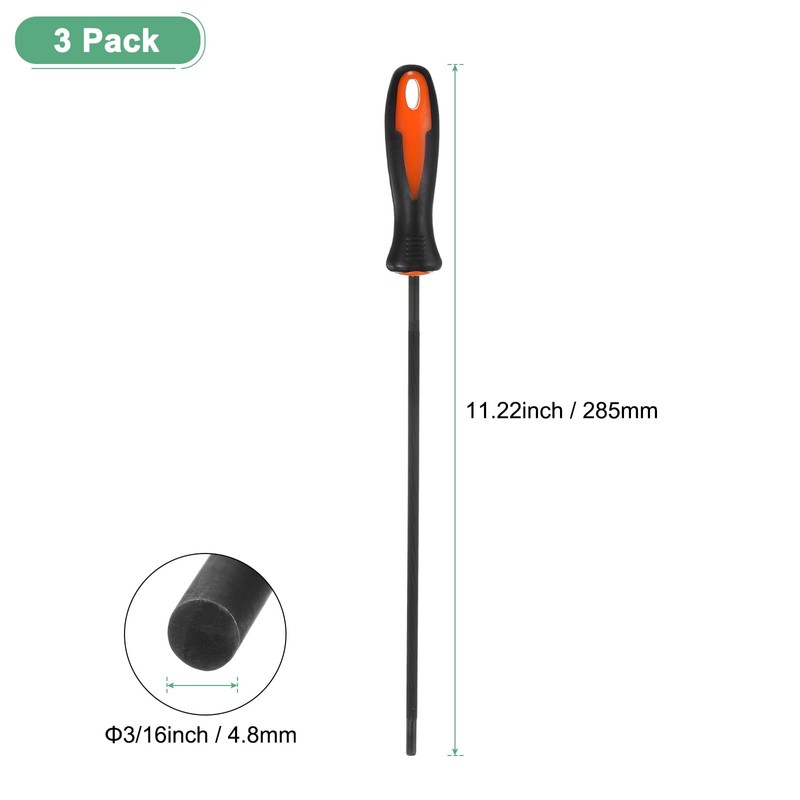 M METERXITY 3-Pack Chainsaw Sharpening File, 3/16 Inch Round Sharpening