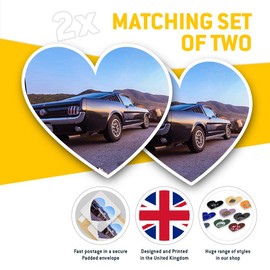 2 x Heart Stickers 15 cm - Classic Muscle Car Sunset Fun Decals for Laptops,Tablets,Luggage,Scrap Booking,Fridges, #3950