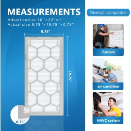 OlitAir Air Filter -  Furnace/HVAC, 20 x 10 x 1, MERV 11 - 5-Pack W/Reusable ABS Frame
