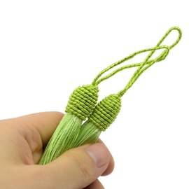 Makhry 20 x 6 Inch Silky Floss Bookmark Tassels with 2 Inch Cable Bow and Small Chinese Knot for Jewellery Making, Souvenir, Bookmarks, DIY Craft Accessories (Light Green)