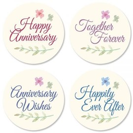 Bliss Anniversary Stickers- Set of 24 Round Evelope Seals