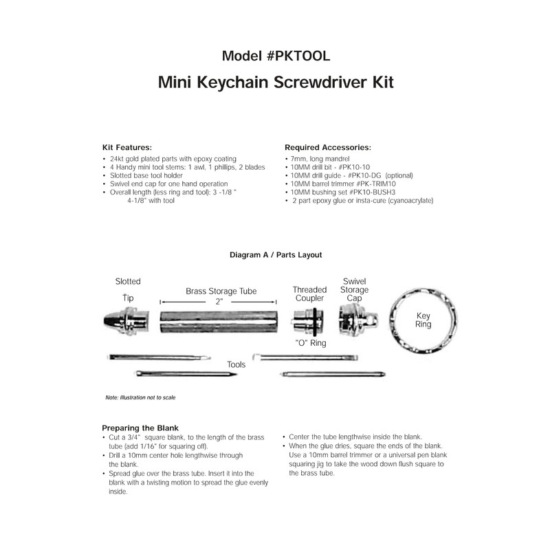 Penn State Industries PKTOOL Screwdriver Keychain Kit Woodturning Project