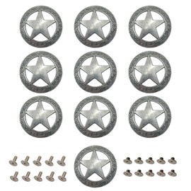 Mingchen Vintage Textura Estrellas Hueco Hebilla Decorativa Forma Redonda Conchos Castings Tornillo Botón Trasero Personalidad Manual DIY Cuero Artículos Decoración Accesorios 10 Piezas