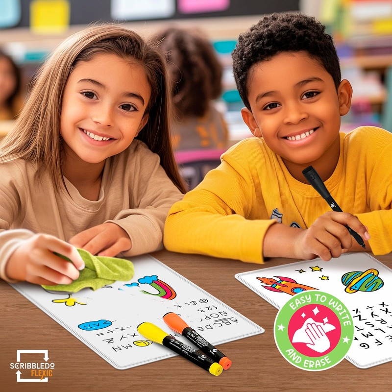 SCRIBBLEDO Small White Board Dry Erase Sheets 9”x12” for Kids