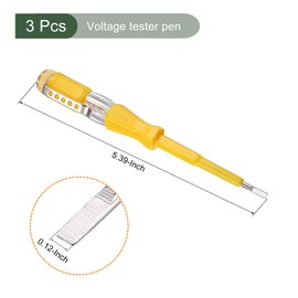 YOKIVE 3 Pcs Voltage Circuit Tester, 3mm Slotted Screwdriver, Great for Office, Art, Home, Daily Use (AC 100-500V, Yellow)