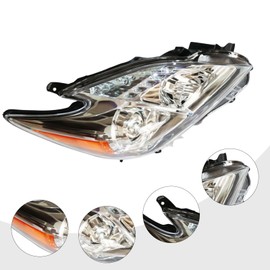 Passenger Side Halogen Headlight Assembly, Front Headlamp, For 2010-2011 Toyota Prius 1.8L 8113047211. 8117047211 (Clear)