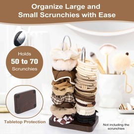 SCUNDA 2-Tier Hair Tie Organizer, Modern Scrunchies Storage Tower Holds 50-70 Hair Accessories, Fashion Countertop Display Stand for Women & Girls(Walnut Color)