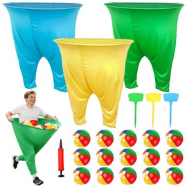 3 PCS Granny Pants Yard Game, Granny Pants Outdoor Party Game with 15 Bouncy Balls 3 Ground Stakes, Granny Pants Game for Group, Family Gatherings Birthday Party Gift, School Carnival Activitie