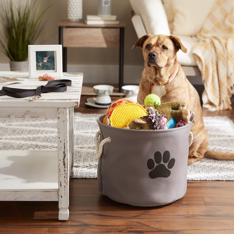 Bone Dry Pet Storage Collection Collapsible Bin, Medium Round, Gray