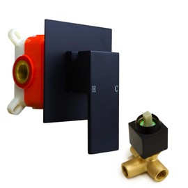 Enga Single Function Square Shower Mixer Valve - Wall Mount Trim for Bathroom, Matte Black