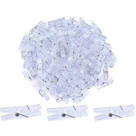100PCS Clear Small Clips, Clothes Pins, Mini Pins Clip for Binder, Peg Paper, Photo, Clothes or Decoration (Transparent)