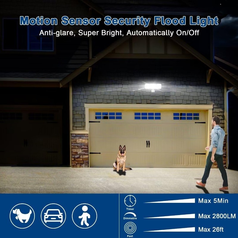 EMANER Outdoor Security Floodlight Waterproof, Remote Control, Motion Sensor or