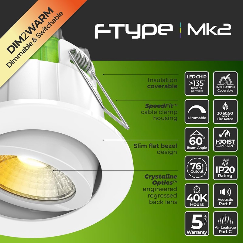 Luceco FType Adjustable Mk2 Power Change and Colour Change Temperature
