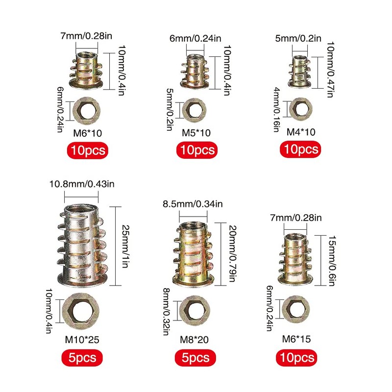 YIXISI 50 PCS Zinc Alloy Hex Socket Screw-in Nuts Kit,