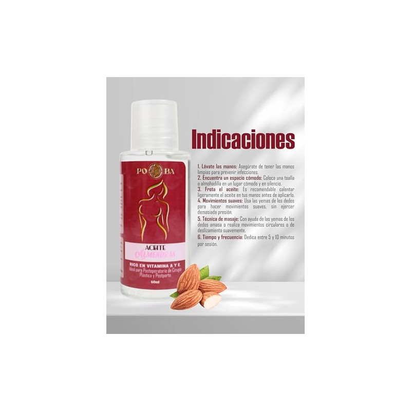 Aceite de almendras postoperatorio rico en vitamina A y E,