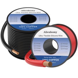 12 AWG Silicone Wire, 100% Pure Copper Conductor, 25ft Black + 25ft Red, Super Flexible 12 Gauge Electrical Wire, Rated -76℉ to +392℉ (High & Low Temperature Resistance)