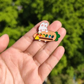Arturbo Cute Funny Cartoon Social Battery Slider Pins Panda Rubbit Bottle Bread Flower Animal Plants Fruits Enamel Lapel Pin Set Badges for Hats Bags Backpacks Gifts Decoration (rubbit, 1)