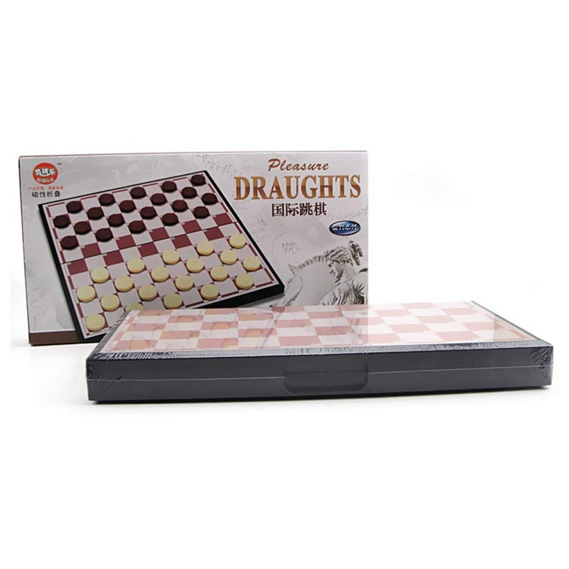 TOYANDONA Draughts Board Games Wooden Draught Magnetic Checkers Board Game