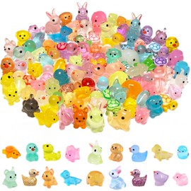 100pcs Mini Resin Animals, Mini Resin Figures for Fairy Garden Miniature Dollhouse Accessories Hide Crafts Decor Tiny Plastic Animals for Aquarium Toys Miniature Figurines