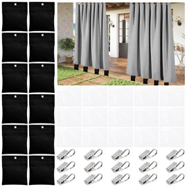 Whmayai 12 Pack Outdoor Curtain Weights,Patio Curtain Sandbag with Sealed Bags and Clips, Durable and Reusable Drapery Weighted Bags for Pergola Drapes Cabana Gazebo Garden
