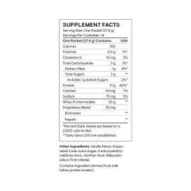 THORNE THORNE - Whey Protein Isolate - 21 Grams of Easy-to-Digest Whey Protein Powder - NSF Certified for Sport - Vanilla - 13.79 Ounces - 14 Packets