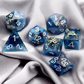 Haxtec Sharp Edge Dice Set Blue DND Dice Set with Dice Case Dungeons and Dragon Dice Set
