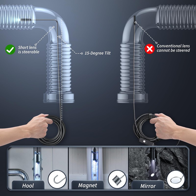 Endoscope Camera with Light, Inspection Borescope Camera with 4.3" IPS