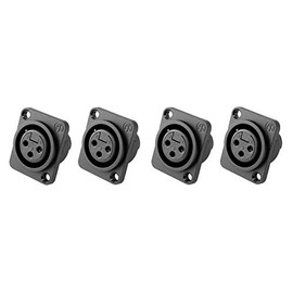 Neutrik brand 4 Pack Genuine Female 3-Pin XLR Panel Mount Non-Latching Connector for Microphones in Professional Audio Settings